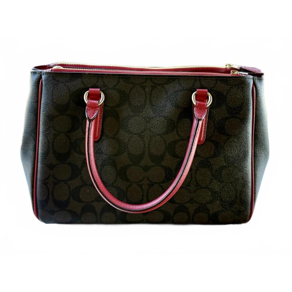 👜 Coach Rowan Satchel in Signature Canvas with Red Leather Trim NWOT - Picture 13 of 15